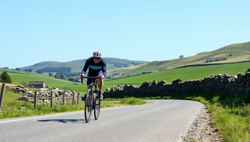 radfahrer auf einer straße in Großbritannien