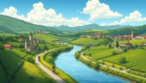 Rheinradweg Radtour Landschaft