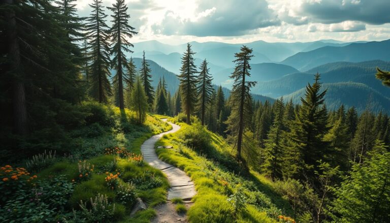Westweg Schwarzwald: Wanderweg auf dem Höhenkamm mit Nadelwald