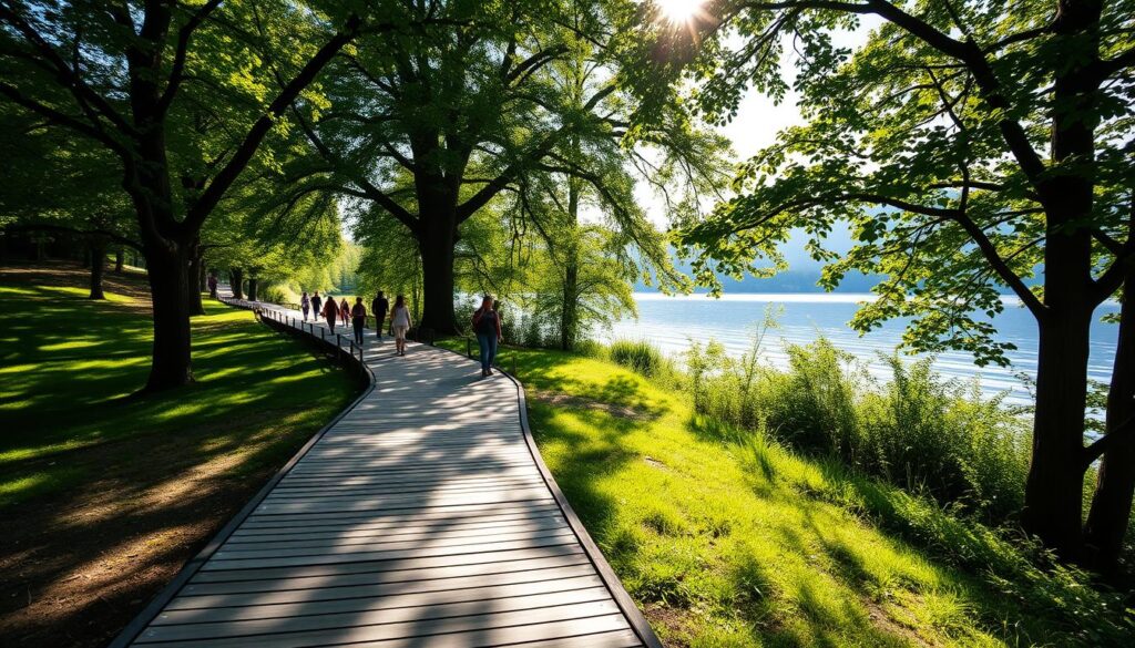 Familienfreundliche kinderwagenwege am See